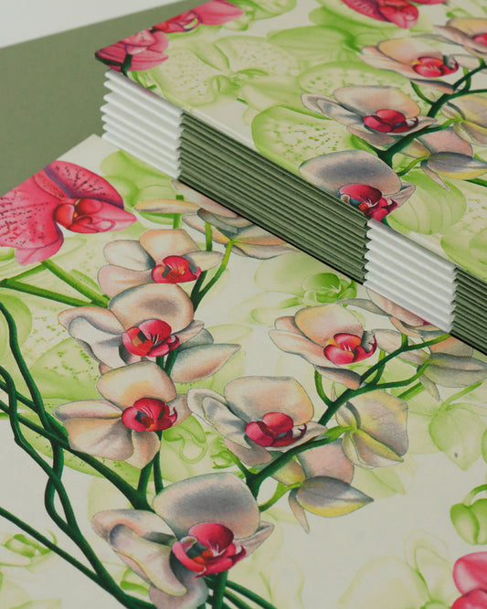 Quaderno A5 botanico Acquarello e Collage Orchidee