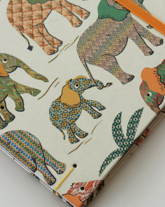 Quaderno Appunti, Formato A5, Algacarta, Elefanti con elastico e busta