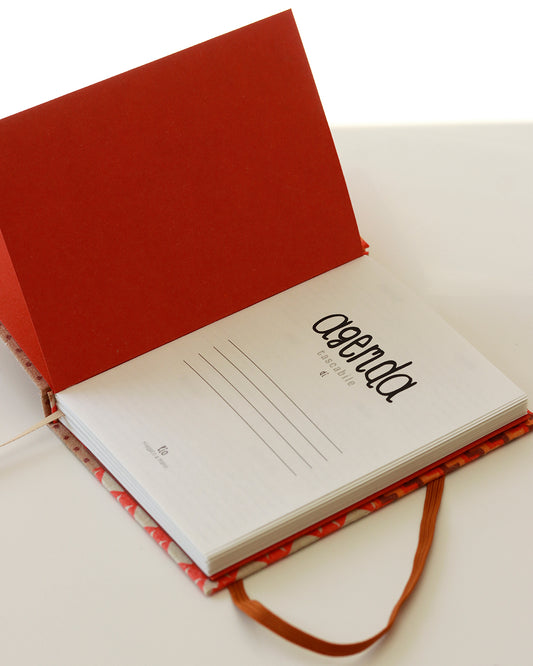 Agenda tascabile perpetua A6, geometrica arancione (con tasca interna)