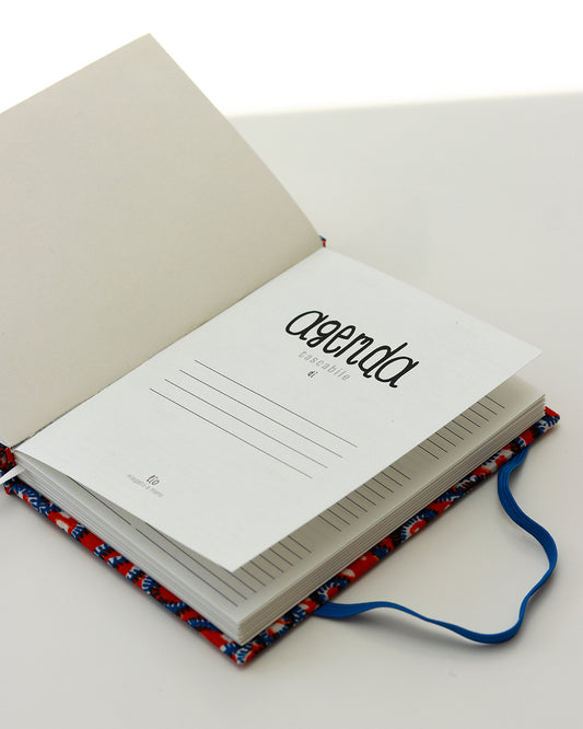 Agenda tascabile perpetua A6, wax africano arancione e blu