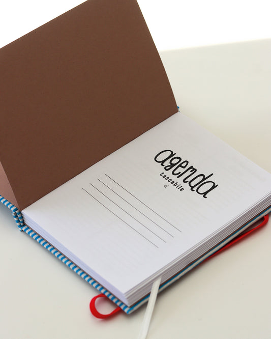 Agenda tascabile perpetua A6, rigato blu e bianco