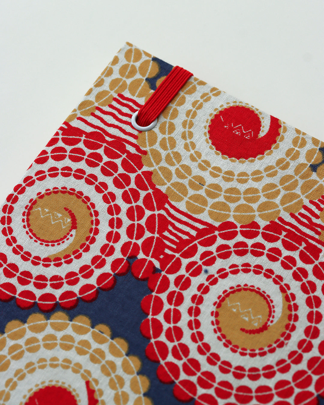 Quaderno A5 wax africano cerchi rosso e beige (elastico e busta)