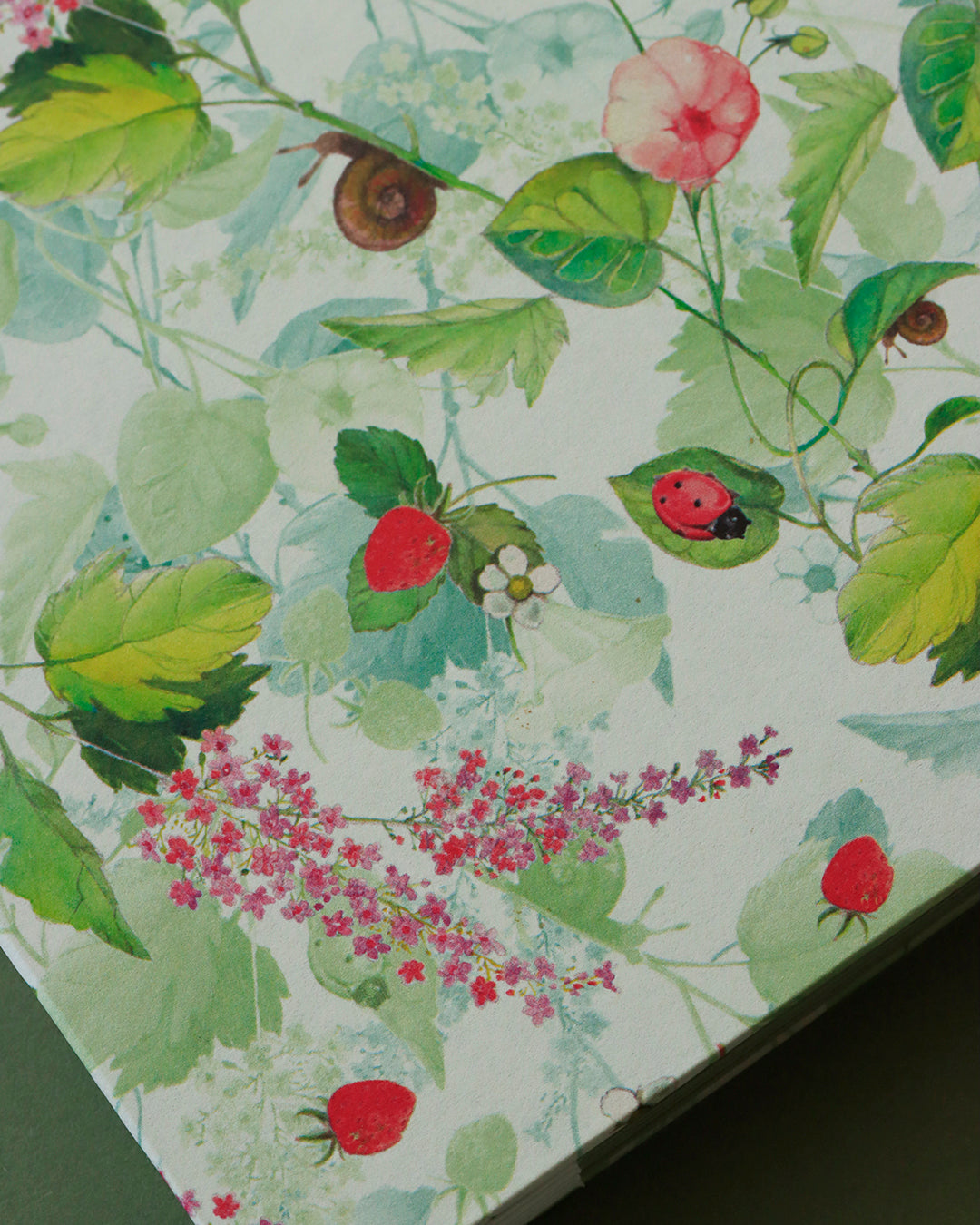 Quaderno A5 botanico Acquarello e Collage Fragole, lillà e belle di giorno