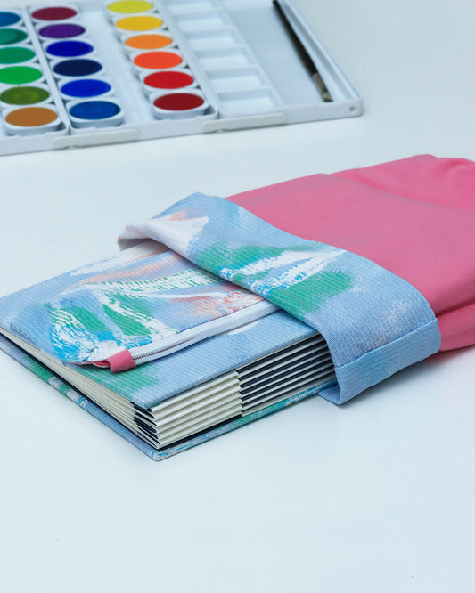 Quaderno Acquarello (Fabriano 1264, 25% cotone) fiore pennellato, azzurro