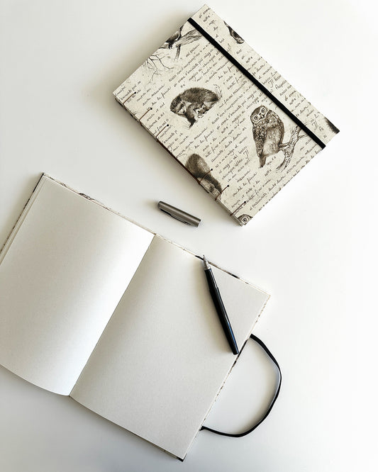 Quaderno Appunti, Formato A5, Algacarta, animali del bosco (con elastico e busta)