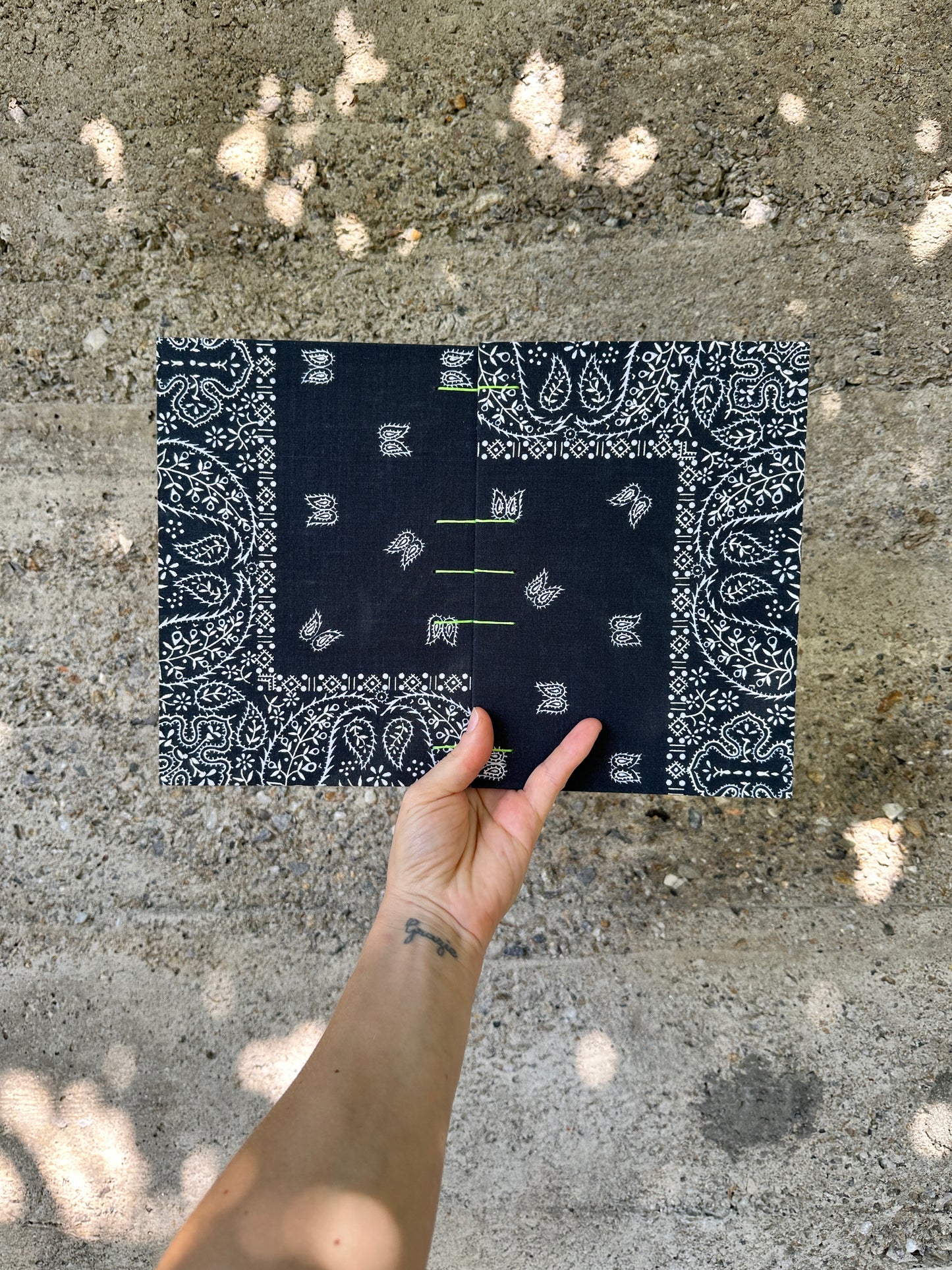Quaderno disegno mixed media bandana antarcite e lime