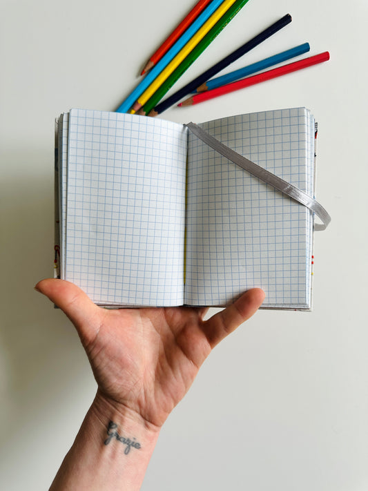 Quaderno tascabile | diario dei segreti (a quadretti) | rilegatura francese cartonata | macchinine
