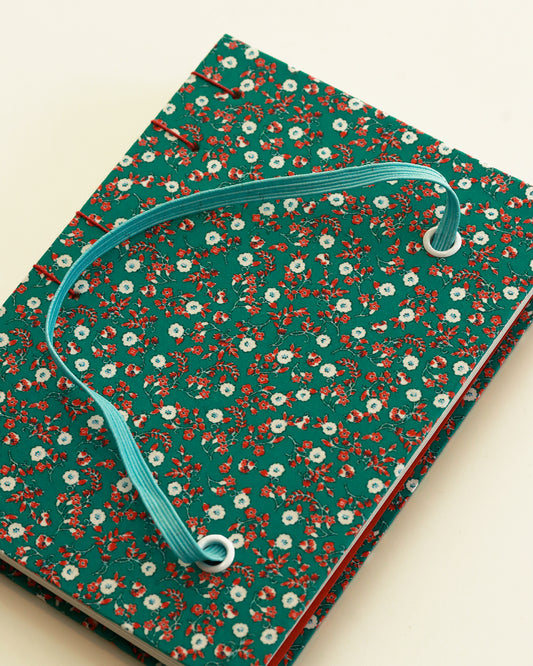 Agendina 2026 floreale verde petrolio (copta con elastico e busta)