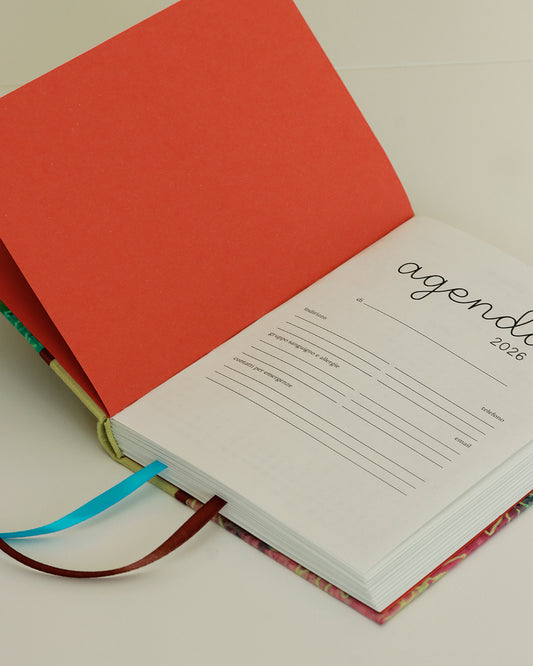 Agenda 2026 girasoli acquarello (dorso arrotondato con elastico)