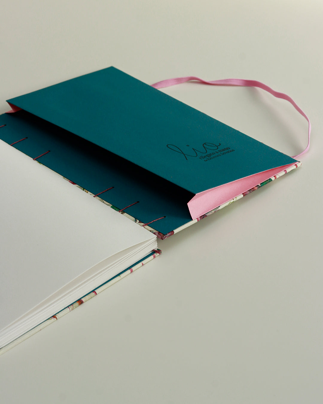 Quaderno Appunti, formato A5, carta di bambù e cotone, fiori di cotone (elastico e busta)