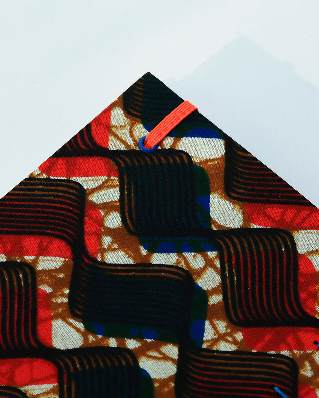 Quaderno A5 wax africano onde arancione e blu (elastico e busta)
