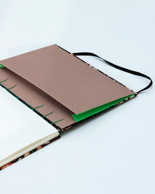 Quaderno formato A5 wax Appunti arabesco verde e verde acqua (elastico e busta)