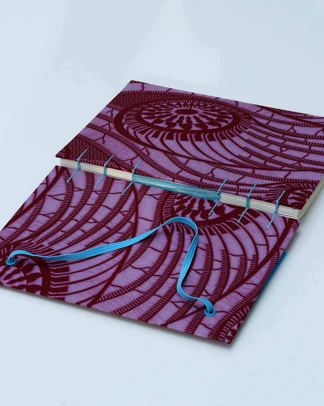 Quaderno A5 wax africano sole viola e bordeaux (elastico e busta)