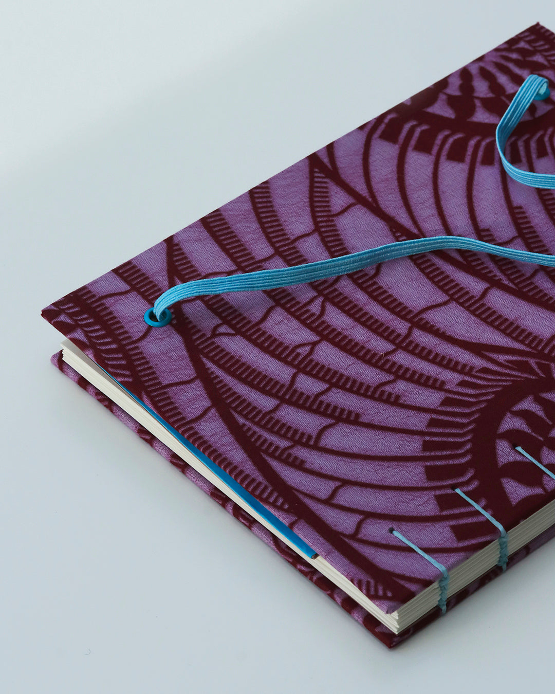 Quaderno A5 wax africano sole viola e bordeaux (elastico e busta)