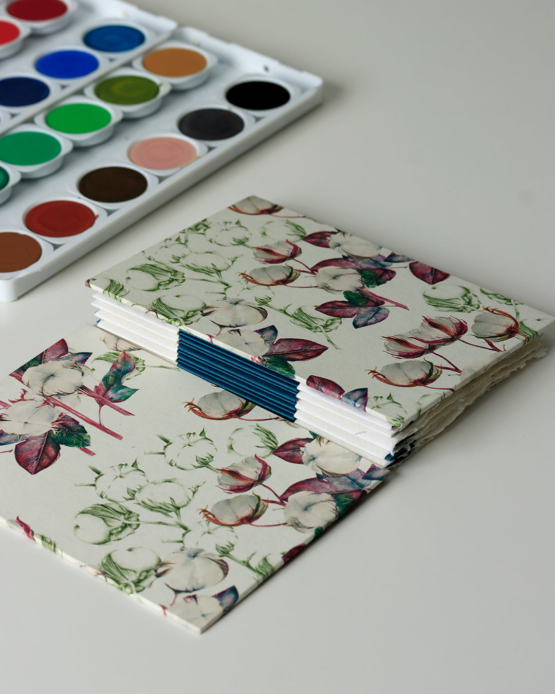 Quaderno A6 Acquarello, Collage e Calligrafia 100% cotone, fiori di cotone