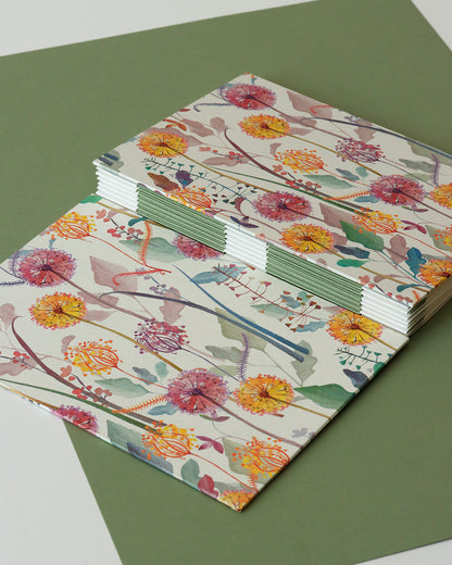 Quaderno botanico A5 Acquarello e Collage Soffioni e borse del pastore