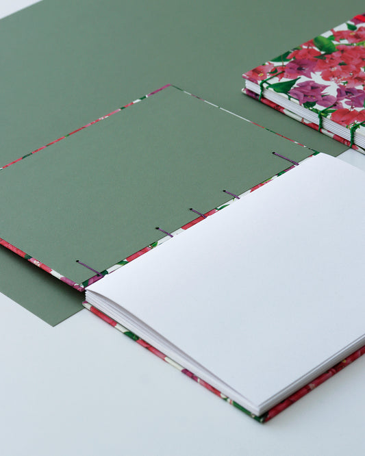 Quaderno Appunti, formato A5, Bouganvillea (elastico e busta)