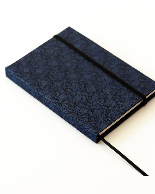 Agenda tascabile perpetua A6, fiori ricamati su jeans