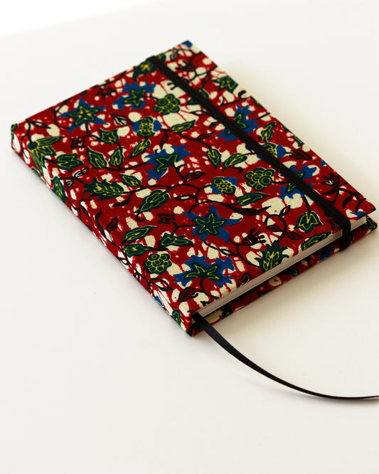 Agenda tascabile perpetua A6, floreale bordeaux wax africano
