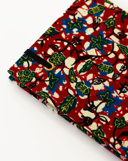 Agenda tascabile perpetua A6, floreale bordeaux wax africano