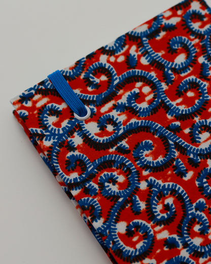 Agenda tascabile perpetua A6, wax africano arancione e blu