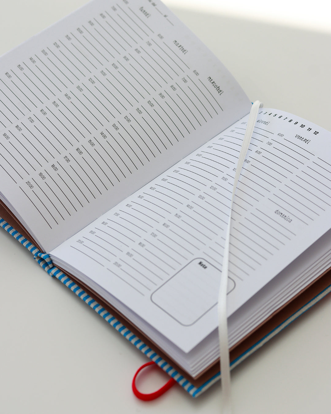 Agenda tascabile perpetua A6, rigato blu e bianco