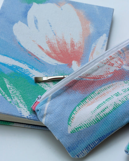 Quaderno Acquarello (Fabriano 1264, 25% cotone) fiore pennellato, azzurro