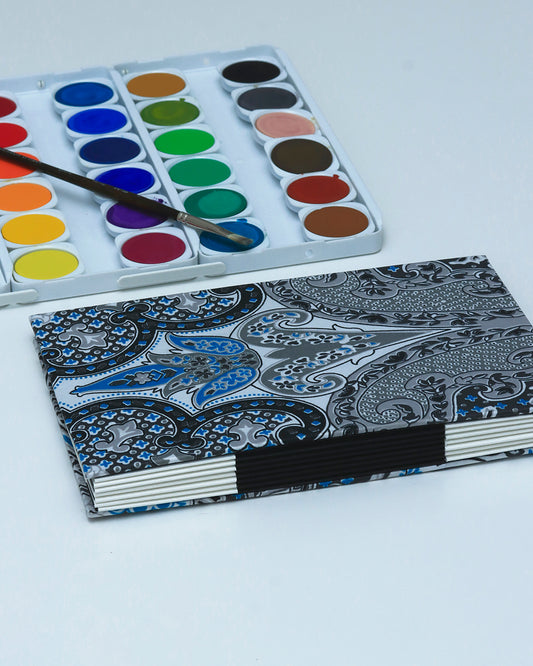 Quaderno Acquarello (Fabriano 1264, 25% cotone) arabesque Marocco grigio e azzurro