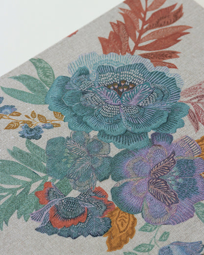 Album grande fotografia orizzontale, rilegatura copta, fiori arabeschi grigio, rosso, blu