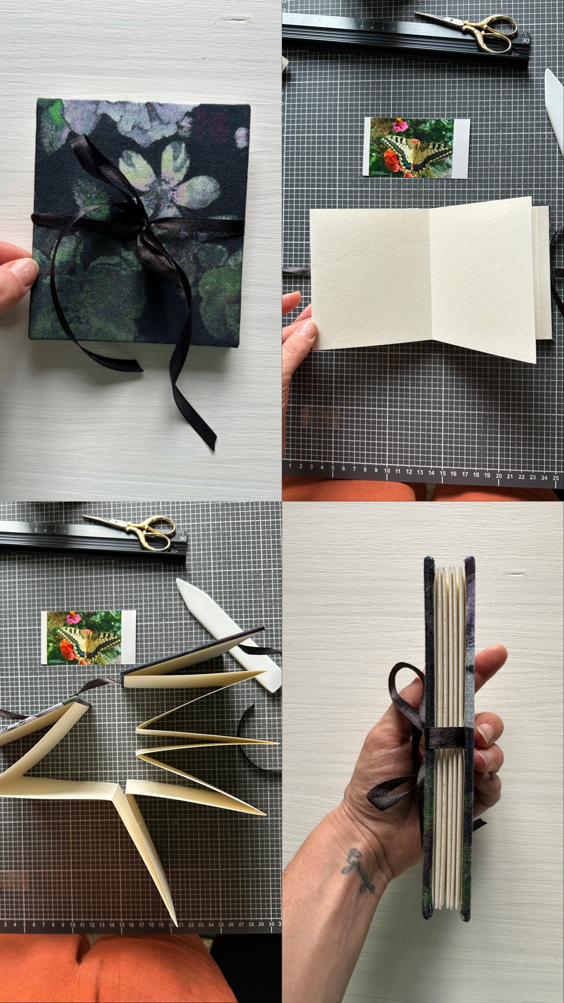 Album leporello rilegato a mano con pagine piegate