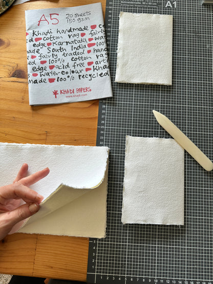 Quaderno A6 Acquarello, Collage e Calligrafia 100% cotone, fiori di cotone