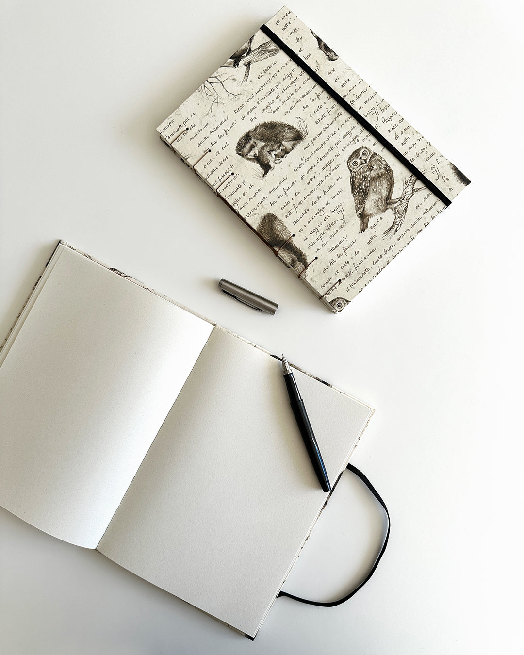 Quaderno Appunti, Formato A5, Algacarta, animali del bosco (con elastico e busta)