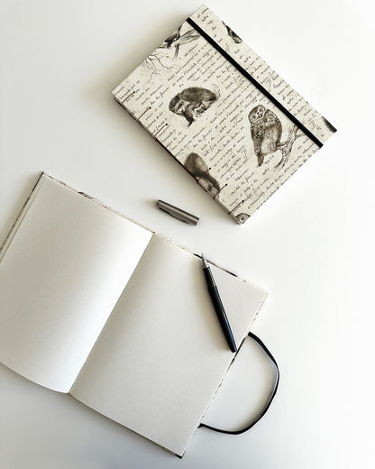 Quaderno Appunti, Formato A5, Algacarta, animali del bosco (con elastico e busta)