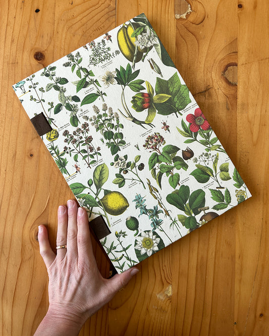 Quaderno da scrivania A4 con illustrazioni botaniche e carta di birra Weiss - giallo