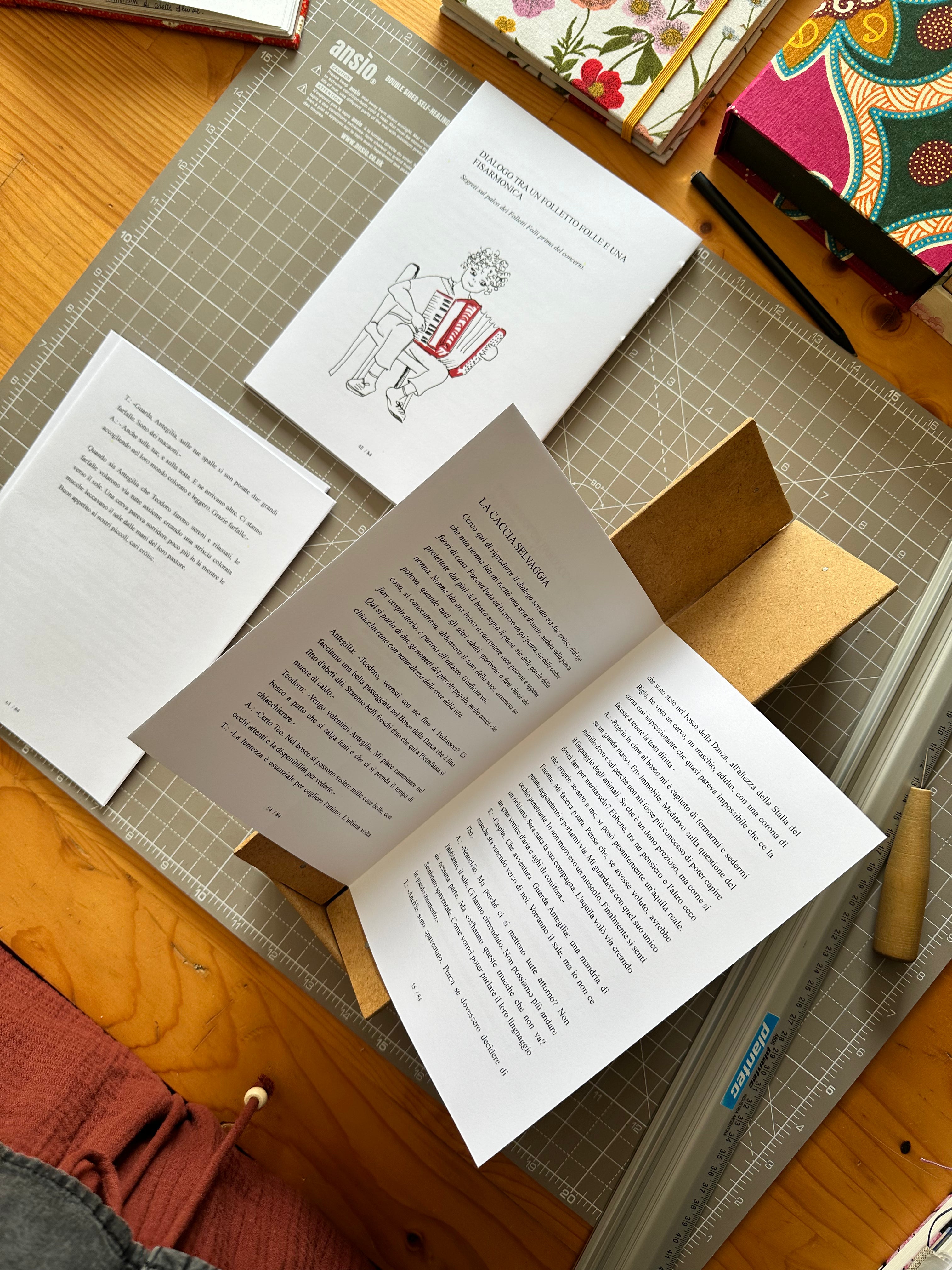 Servizio di rilegatura artigianale di libri personali stampati, come raccolte di racconti, poesie e testi creativi