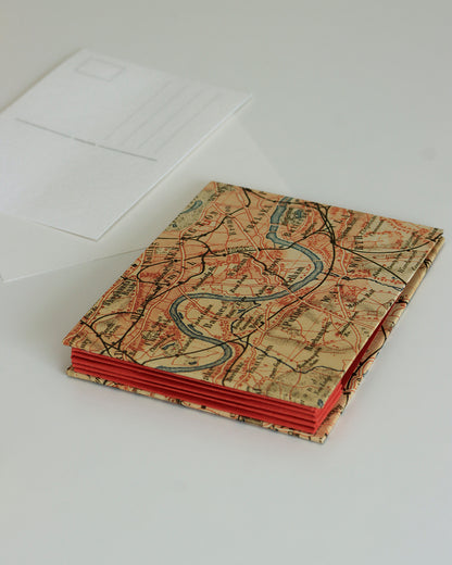Album cartoline (illustrate) con mappa vintage di Londra e sobborghi 1887
