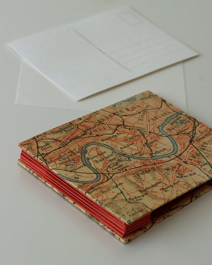 Album cartoline (illustrate) con mappa vintage di Londra e sobborghi 1887