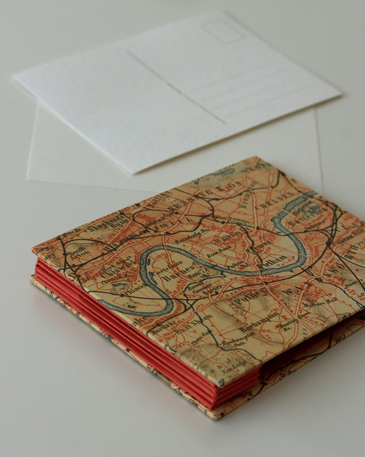 Album cartoline (illustrate) con mappa vintage di Londra e sobborghi 1887