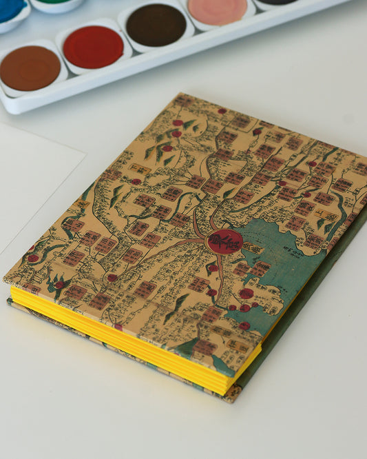 Album cartoline (illustrate) con mappa vintage giapponese, periodo Evo I