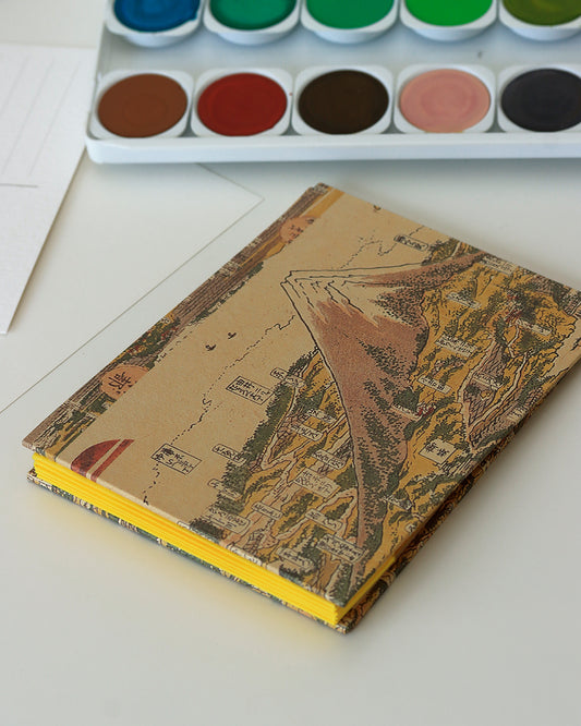 Album cartoline (illustrate) con mappa vintage giapponese, periodo Evo II