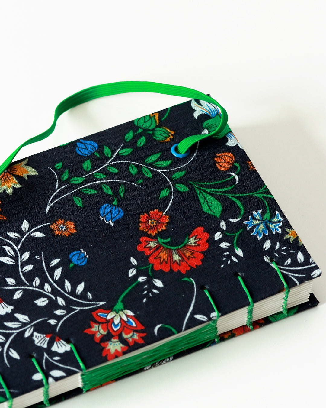 Agenda delle ricorrenze floreale blu e verde (mix-copta francese con elastico)