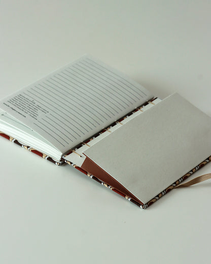 Agendina 2026 motivi astratti geomettrici marroni (copta con elastico e busta)