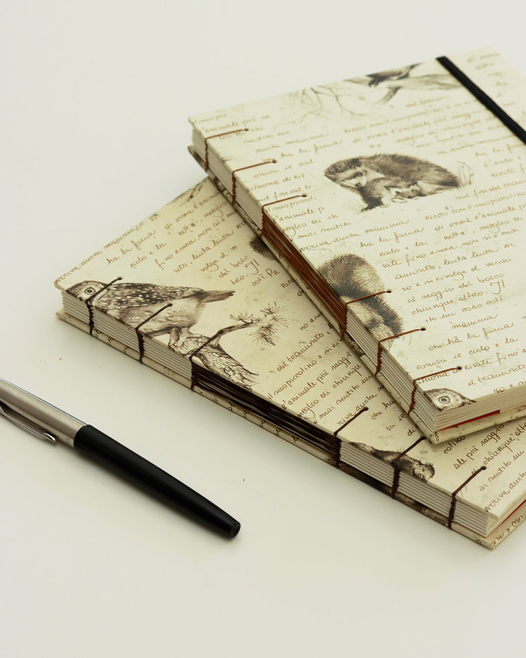 Quaderno Appunti, Formato A5, Algacarta, animali del bosco (con elastico e busta)