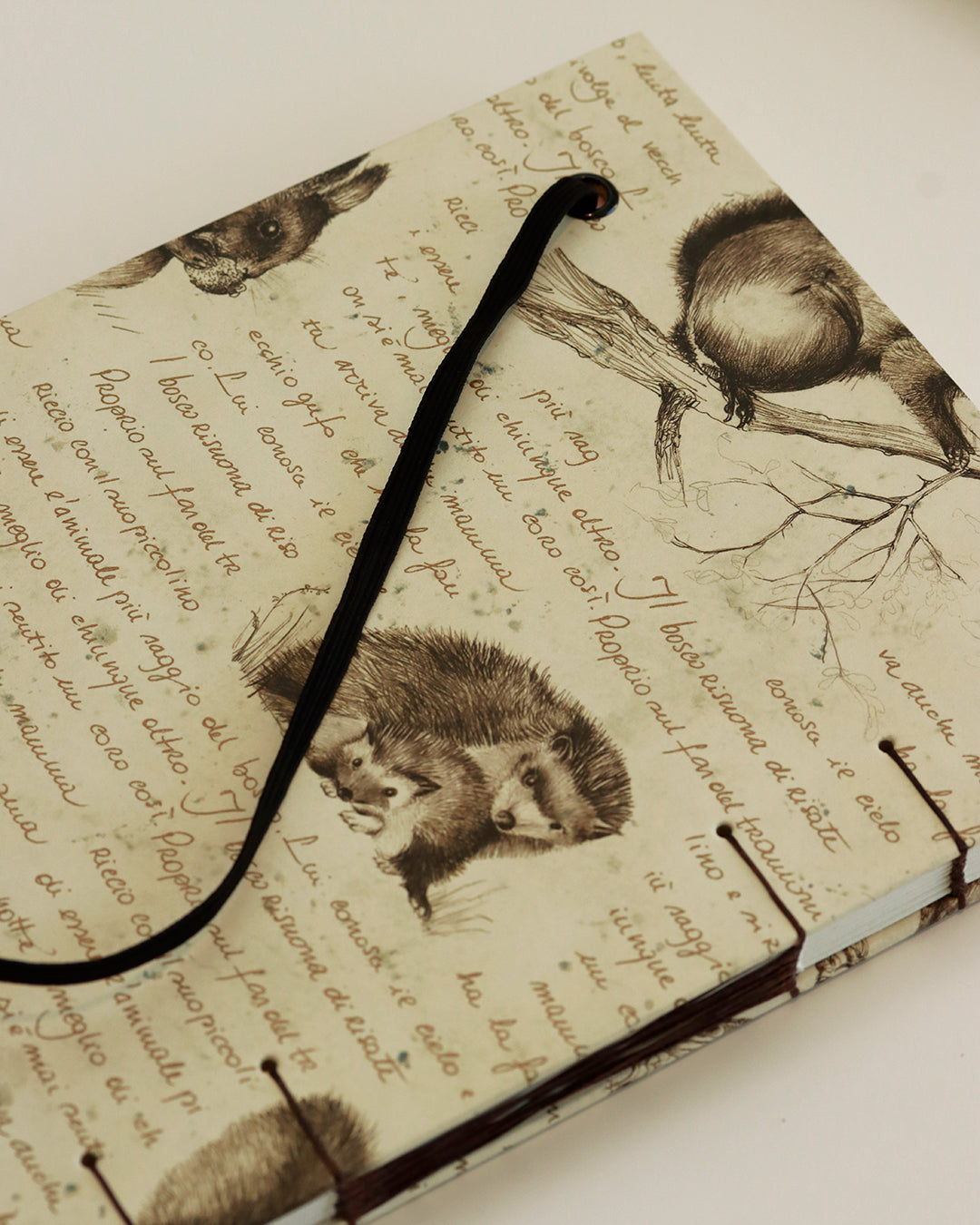 Quaderno Appunti, Formato A5, Algacarta, animali del bosco (con elastico e busta)