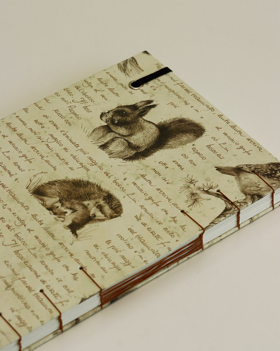 Quaderno Appunti, Formato A5, Algacarta, animali del bosco (con elastico e busta)