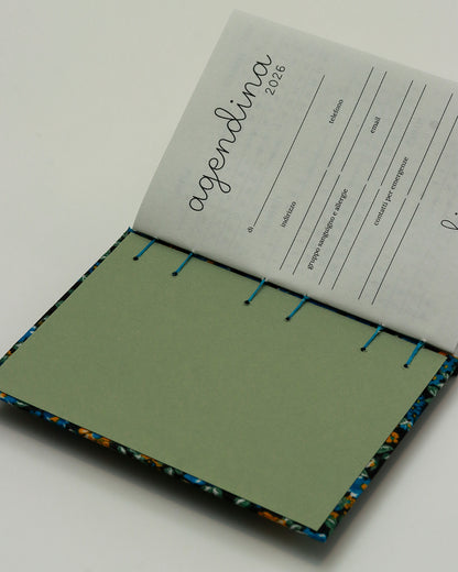 Agendina 2026 fiori gialli e blu (copta con elastico)