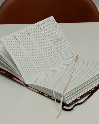 Agenda 2026 floreale marrone e rosa (dorso arrotondato con elastico)