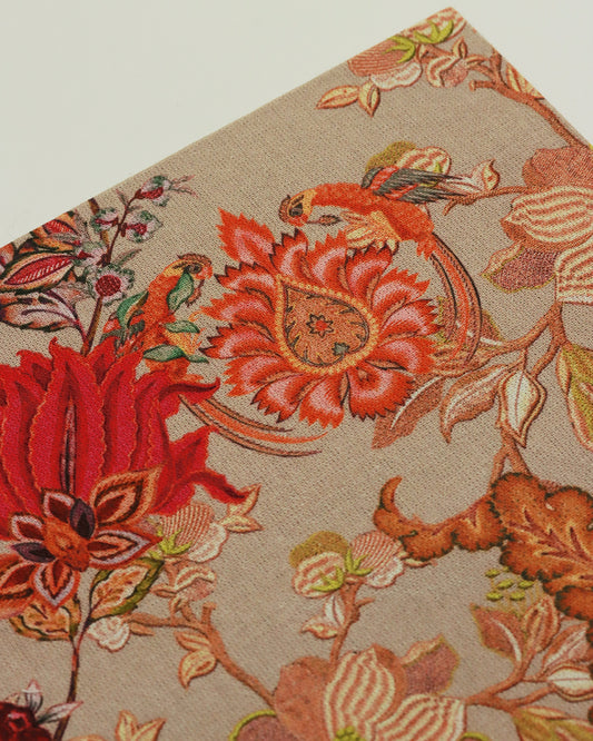 Quaderno guestbook quadrato con carta di birra rivestito con tessuto floreale arabesco