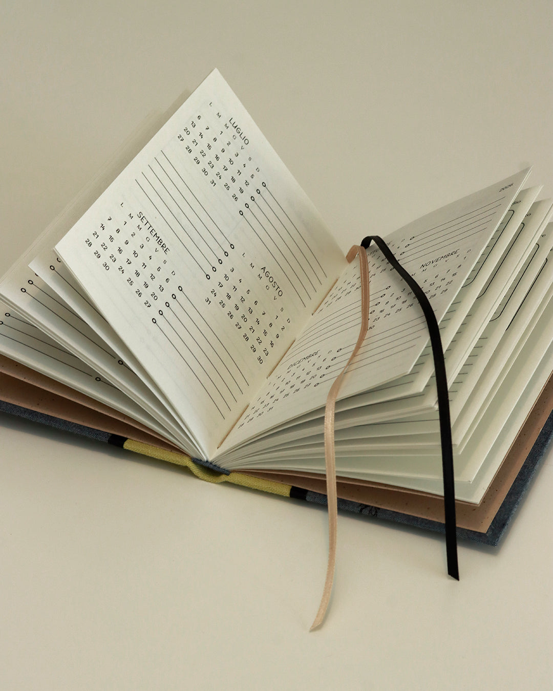 Agendina 2026 magnolie (dorso arrotondato con elastico, busta e pagine bianche extra)