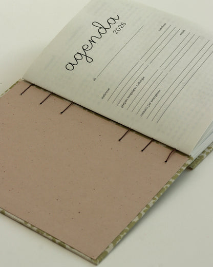 Agenda 2026 pois dorati (mix copta e francese con elastico)